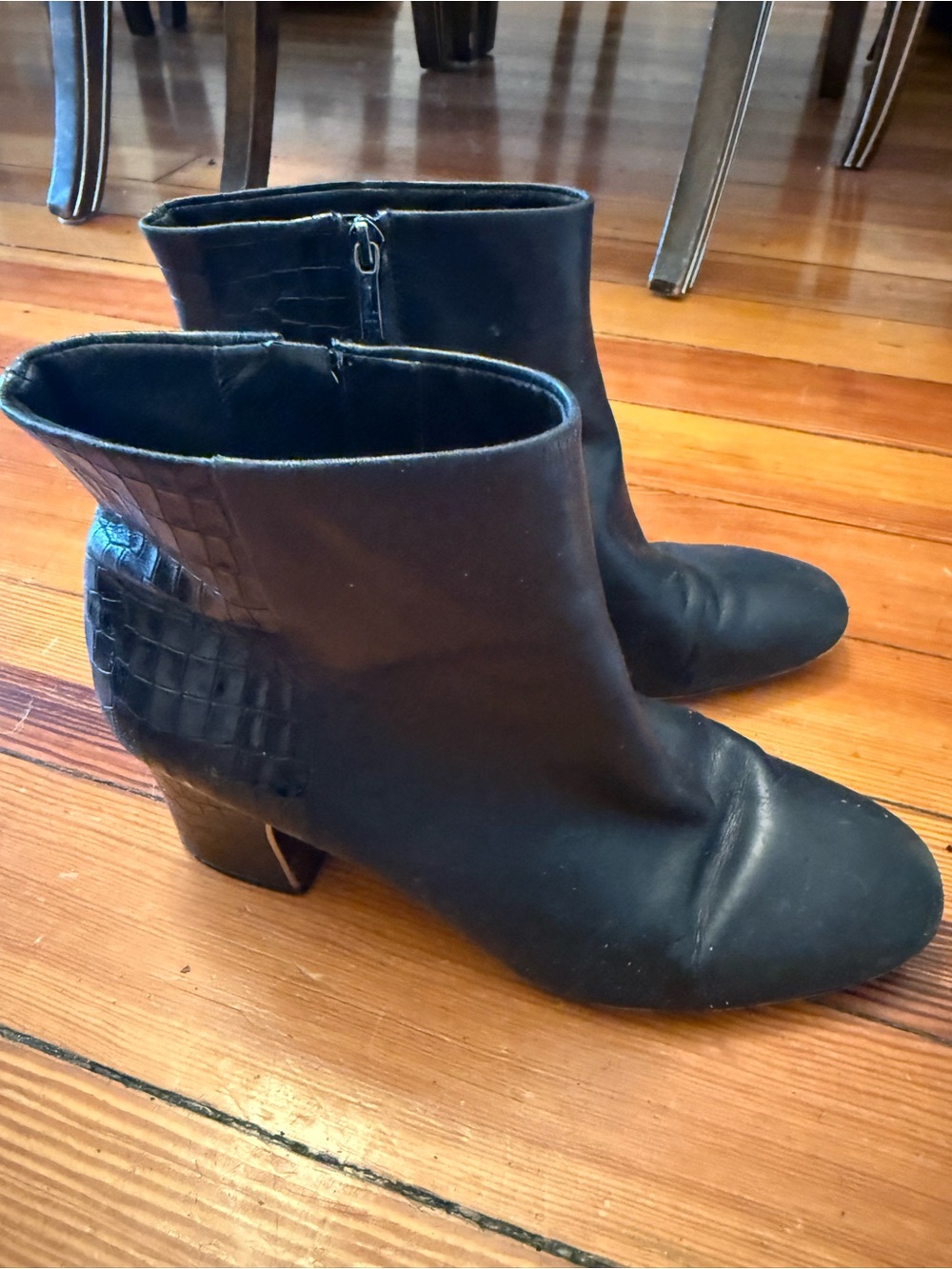 Nordstrom Black Croc-Accent Ankle Booties